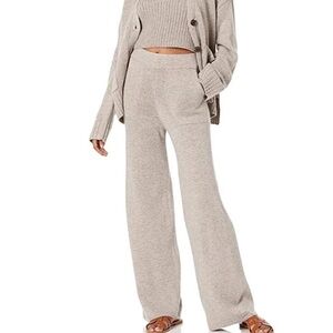 The Drop Cozy Wide-Leg Knit Pants in Taupe